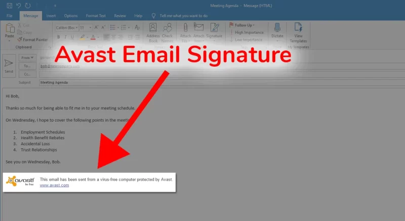 How to stop avast from adding its signature into outgoing emails